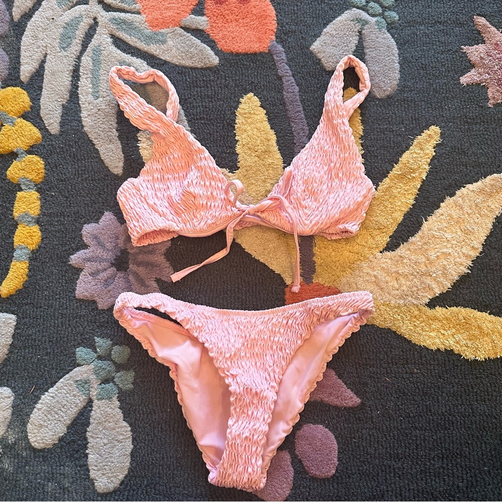 NWOT ASOS Ruched pink bikini